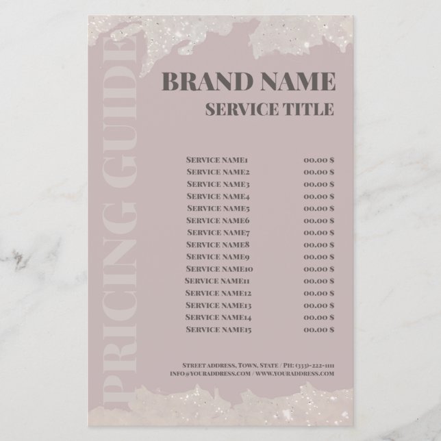 Elegant Beauty Salon Price List Pink Flyer (Front)