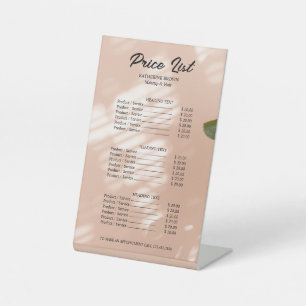Elegant Beauty Salons & Stylists Price List Pedestal Sign