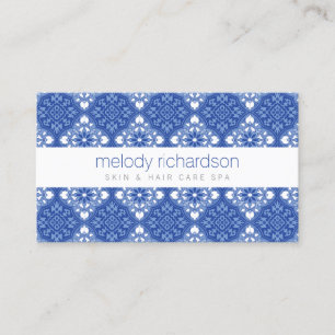 Elegant Beauty Vintage Mediterranean Blue Pattern Business Card