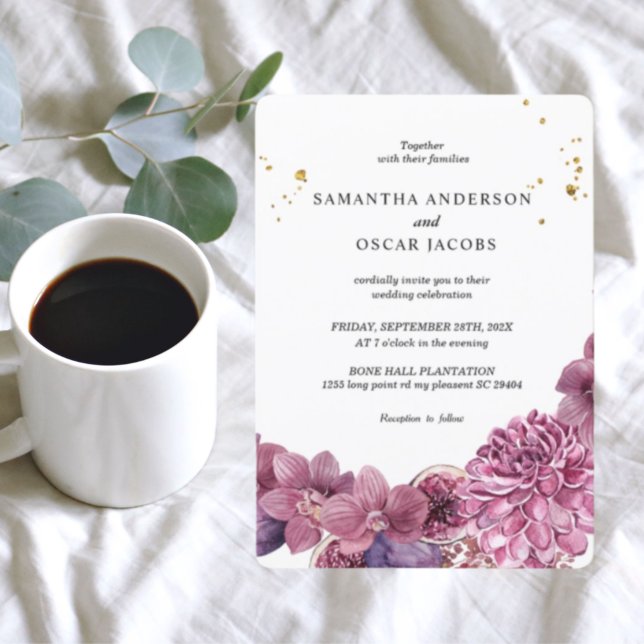 Elegant Beauty Watercolor Pink & Purple Orchids  Invitation (Creator Uploaded)