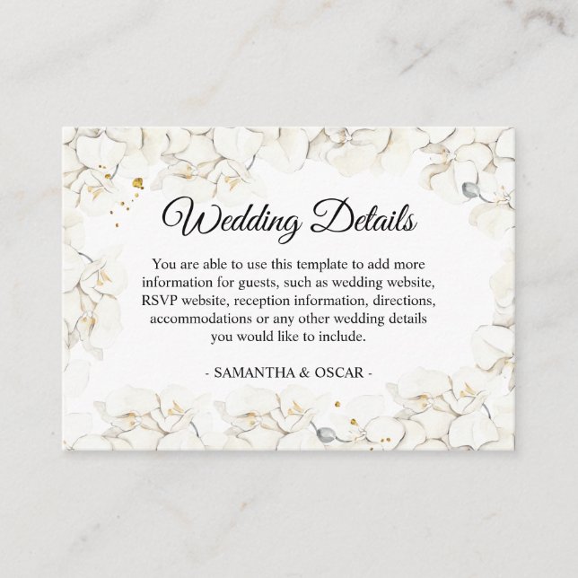 Elegant Beauty White Orchids Frame Enclosure Card (Front)