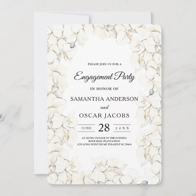 Elegant Beauty White Orchids Frame Invitation (Front)