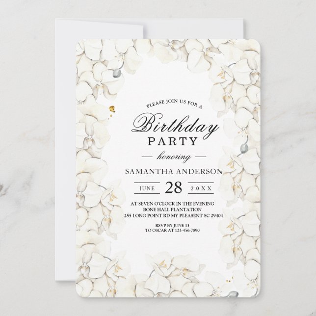 Elegant Beauty White Orchids Frame Invitation (Front)