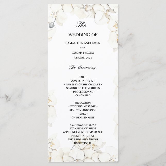 Elegant Beauty White Orchids Frame Menu (Front)