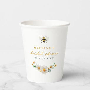 Elegant Bee and Daisies Bridal Shower Paper Cups