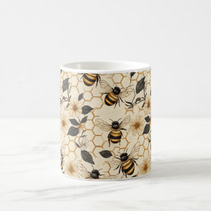 Elegant Bee and Honeycomb Pattern Coffee Mug