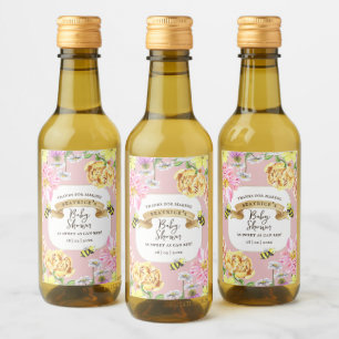 Elegant Bee and Wildflower Baby Shower Favours Wine Label