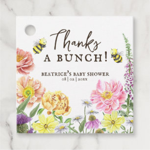 Elegant Bee and Wildflower Baby Shower Welcome Favour Tags