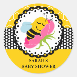 Elegant Bee Baby Shower Classic Round Sticker