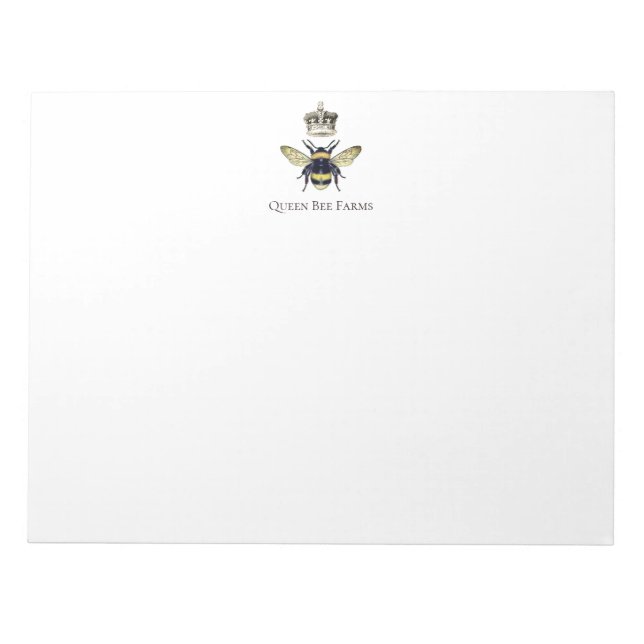 Elegant Bee Crown Farm Apiary Notepad (Front)