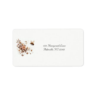 Elegant Bee & Floral Wedding Address Label