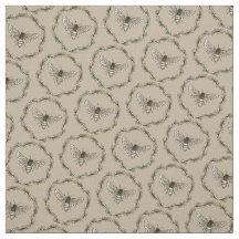 Elegant Bee Pattern Tan Cotton Fabric