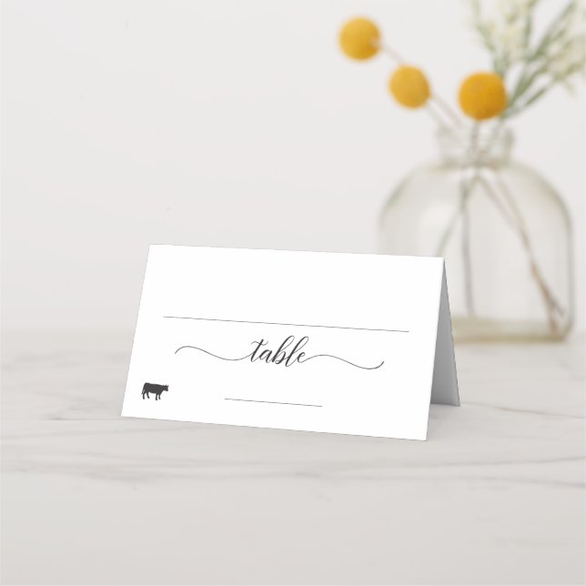 Elegant Beef Meal Option Wedding Place Card (Front)