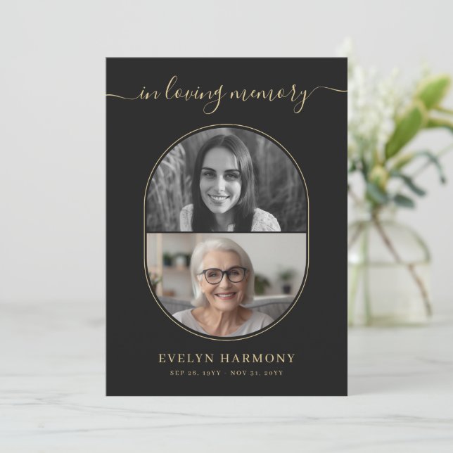 Elegant Before & After Photo Funeral Program Programme (Standing Front)
