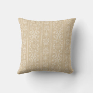 Elegant Beige and Cream Floral Damask Cushion