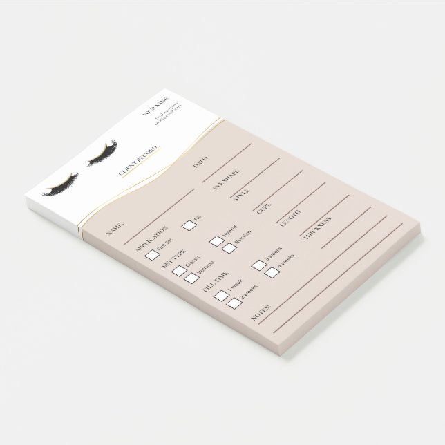 Elegant beige and gold Lash Client  Post-it® Notes (Angled)