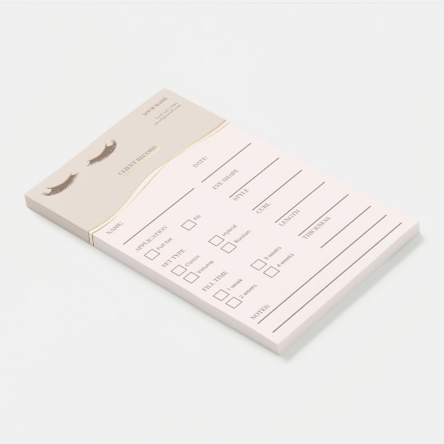 Elegant beige and gold Lash Client  Post-it® Notes (Angled)