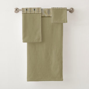 Elegant Beige And Grey Bath Towel Set