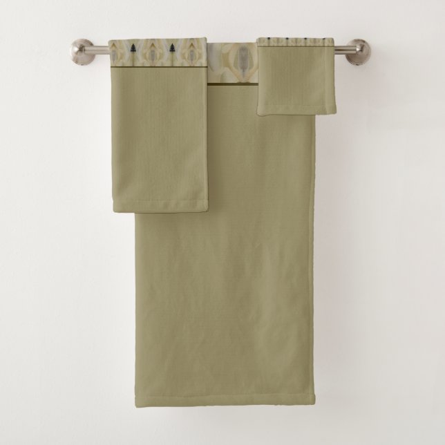 Elegant Beige And Grey Bath Towel Set (Insitu)
