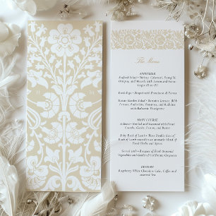 Elegant Beige and Ivory Floral Wedding Menu Card