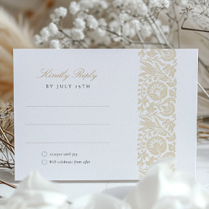 Elegant Beige and Ivory Floral Wedding RSVP Card