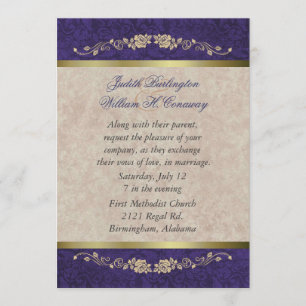 Elegant Beige and Purple Wedding Invitation