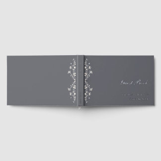 Elegant Beige and Silver Floral Vintage Guest Book