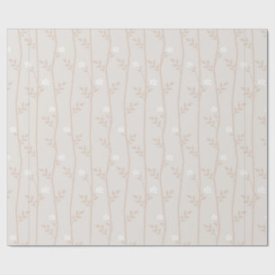 Elegant Beige and White Botanical Vine Wrapping Paper