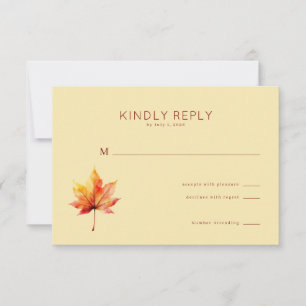Elegant Beige Autumn Leaf RSVP Card