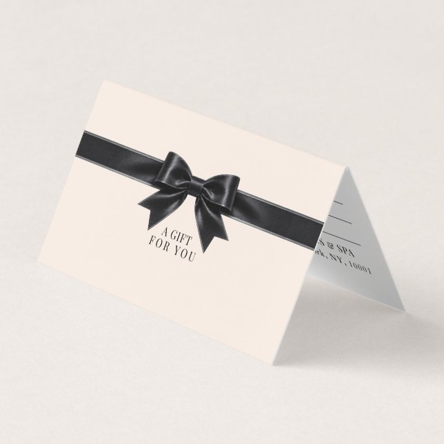 Elegant Beige Black Bow Gift Certificate (Front)