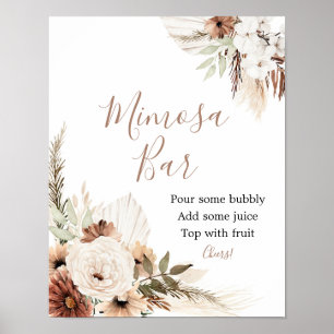 Elegant Beige Boho Pampas Grass Mimosa Bar Sign