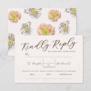 Elegant Beige Boho Watercolor Floral Wedding RSVP Enclosure Card