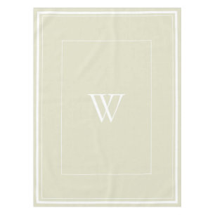 Elegant Beige Border Script Monogram Letter Shower Tablecloth