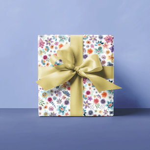 Elegant Beige Botanical Floral Wildflower Garden Wrapping Paper