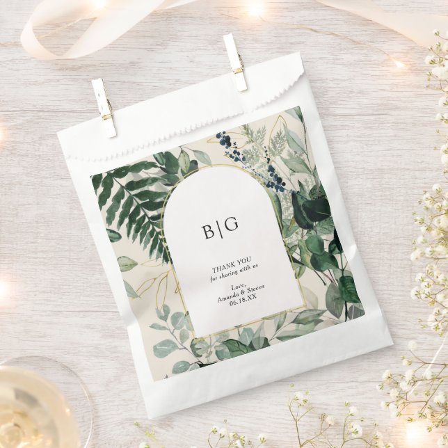 Elegant Beige Botanical leaves wedding thank you Favour Bags (Clipped)