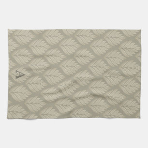 Elegant Beige Botanical Pattern Custom Tea Towel