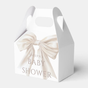 Elegant Beige Bow Gender Neutral Baby Shower Favour Box