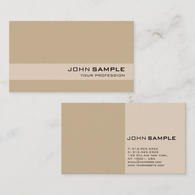 Elegant Beige Brown Modern Professional Simple Business Card (Front/Back)