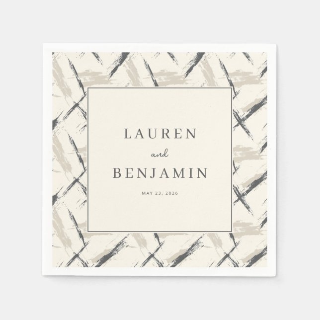 Elegant Beige Brush Strokes Napkin (Front)