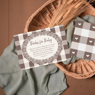 Elegant Beige Buffalo Check Books for Baby Shower Enclosure Card