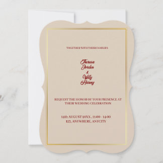 Elegant Beige & Burgundy Floral Wedding Invitation