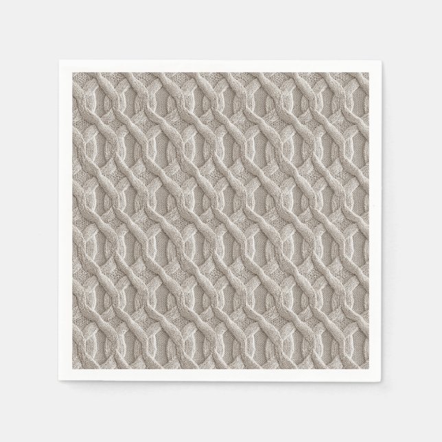 Elegant Beige Cable Knit Pattern  Napkin (Front)