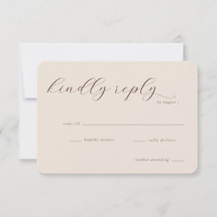 Elegant Beige Calligraphy RSVP Card