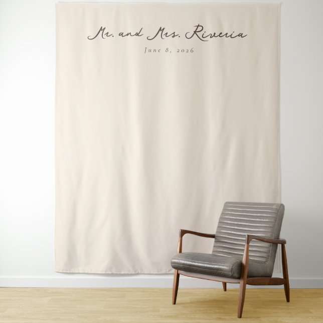 Elegant Beige Calligraphy Tapestry (In Situ)