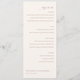 Elegant Beige Calligraphy Wedding Menu