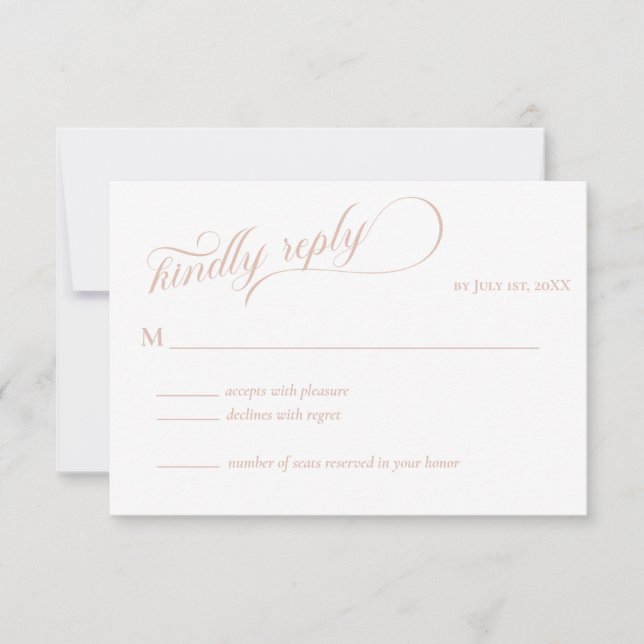 Elegant Beige Calligraphy Wedding RSVP (Front)