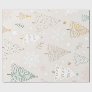 Elegant Beige Christmas Tree Gift Wrap