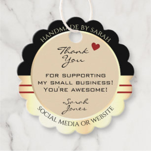 Elegant Beige Colours Black & Gold Frame Thank You Favour Tags