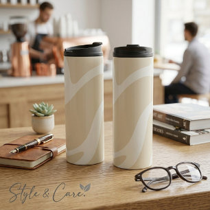 Elegant Beige Cream Simple Organic Pattern Thermal Tumbler