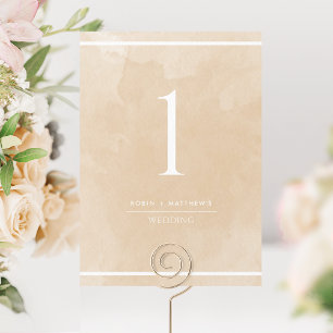Elegant Beige Cream Watercolor Table Number